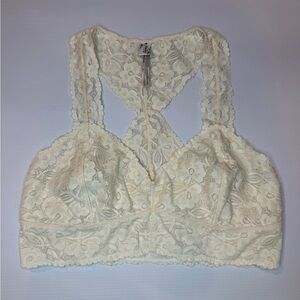 Free People Cream Lace Racerback Bralette